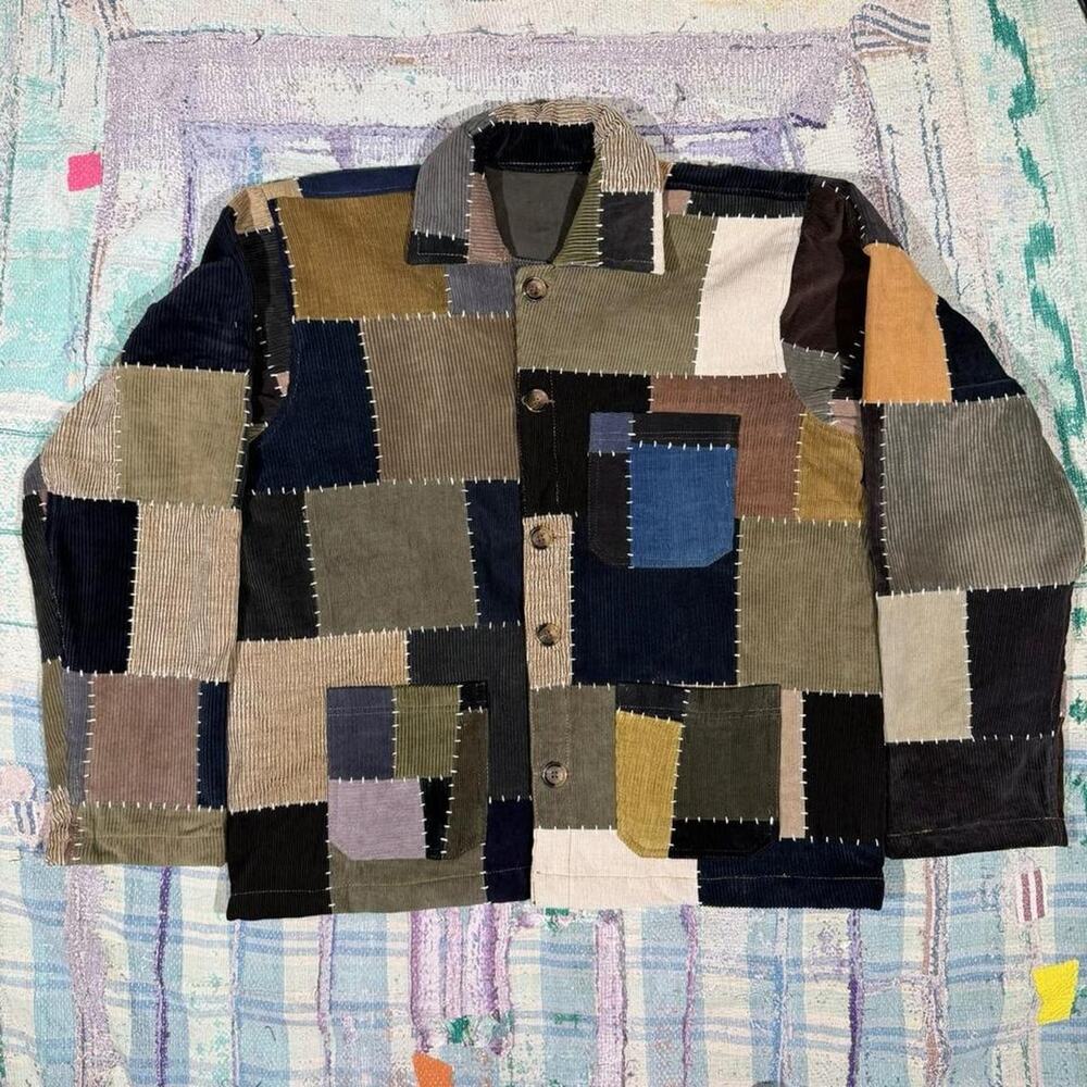 Custom patchwork corduroy jacket handmade sashiko sz medium